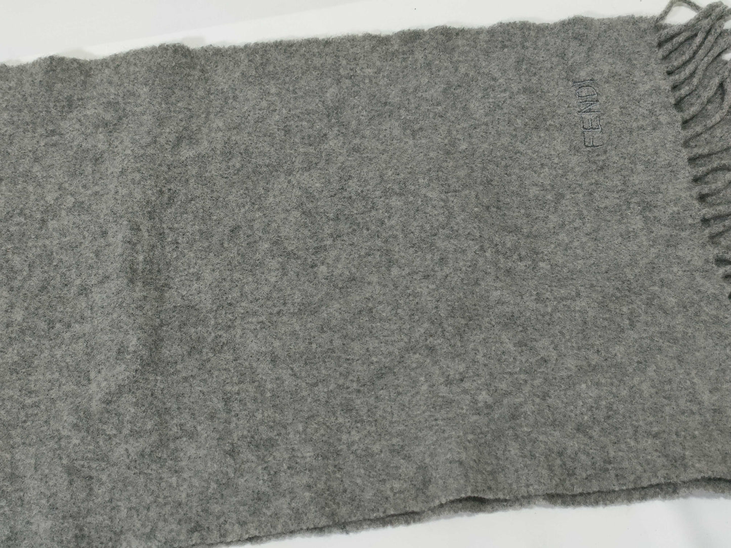 FENDI Logo Embroidered Scarf Gray Scarf