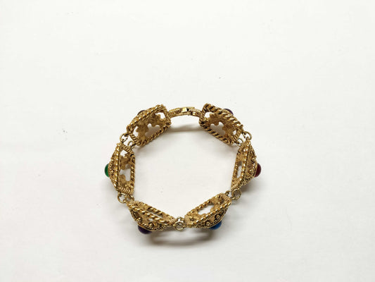 GIVENCHY Multicolor Stone Gold Bracelet Bangle