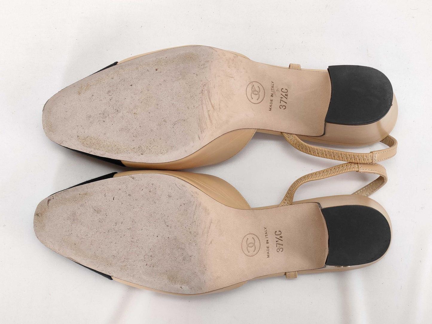 CHANEL Coco Mark Two-Tone Coco Sandals