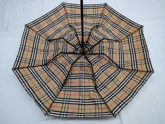 BURBERRY Ricardo Tisci Period Nova Check Handle Leather Folding Umbrella Umbrella Umbrella