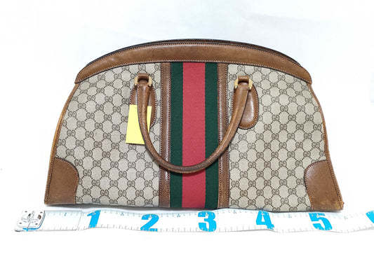 GUCCI GG Canvas Old Sherry Boston Bag with Lock