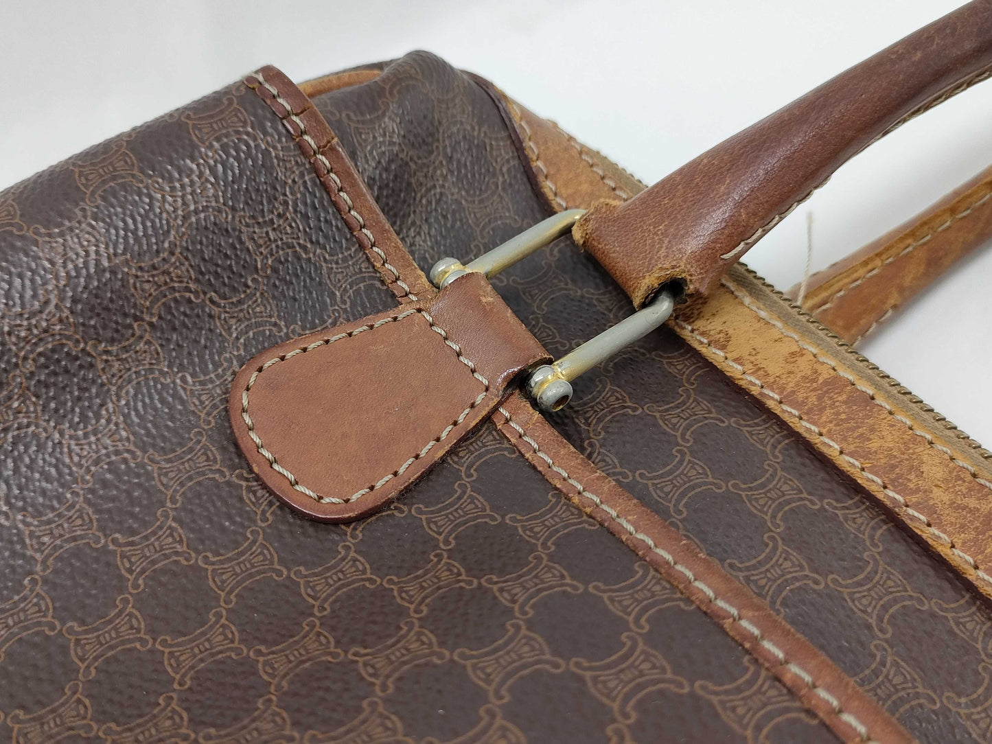 Celine Vintage Boston Handbag with Torn Handle