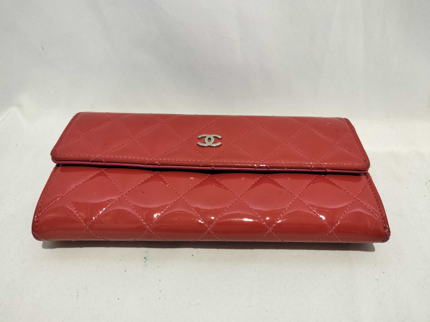 CHANEL Enamel Patent Long Wallet