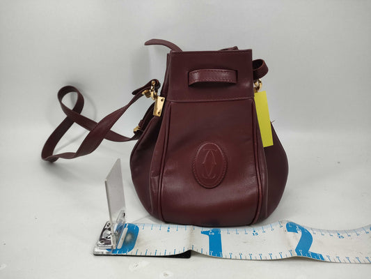 Cartier Must Must Leather One-Shoulder Drawstring Shoulder Bag