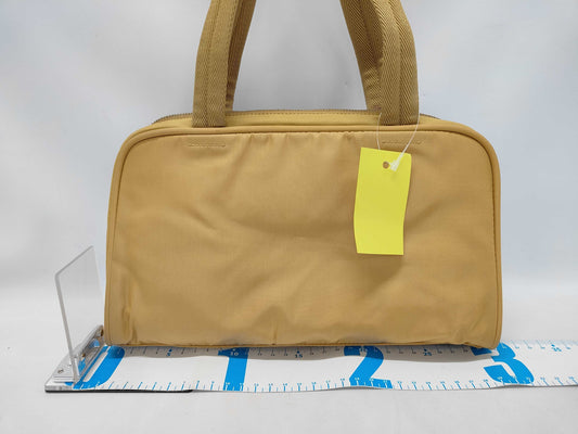 PRADA nylon handbag with triangle logo, yellow