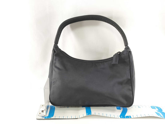 PRADA Nylon Triangle Plate Mini Handbag Black