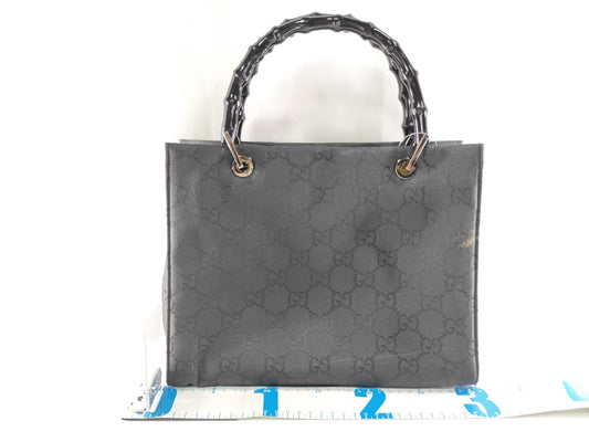GUCCI Bamboo GG Canvas Nylon Handbag 002.1016.002058