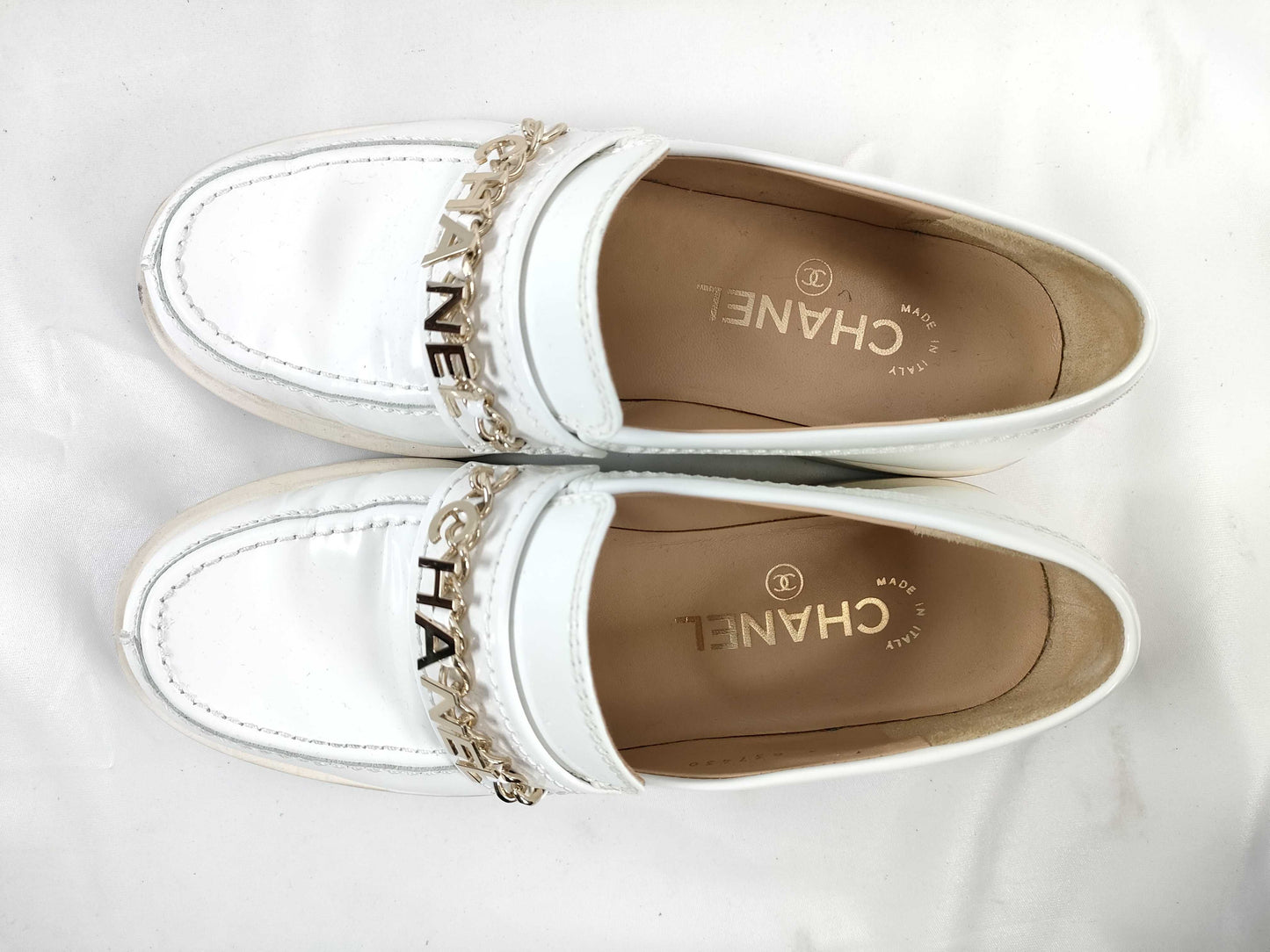 CHANEL logo loafers