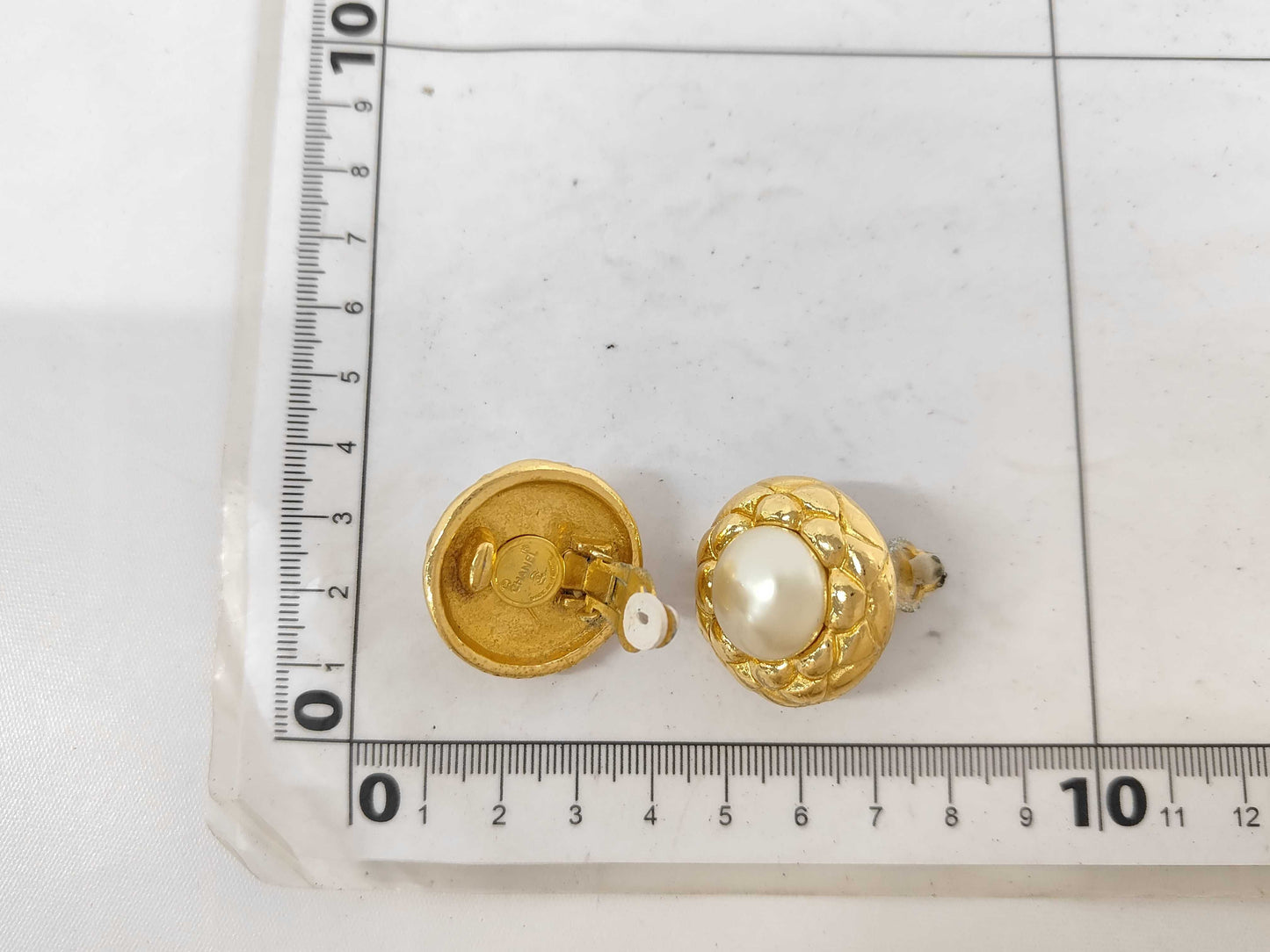CHANEL F Pearl Earrings