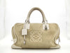 LOEWE Amazona 36 Anagram Suede Handbag with Padlock, Two Keys, and Crochet Detail