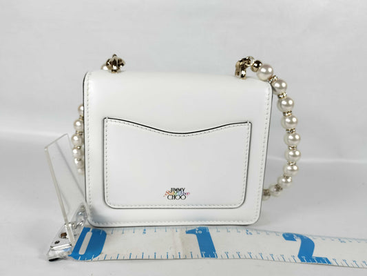 JIMMY CHOO Jimmy Choo x Sailor Moon Leather Shoulder Bag with Original Comic Scene Print, Swarovski Crystals, and Pearl Strap. Sold Out. Prene Shoulder Bag.