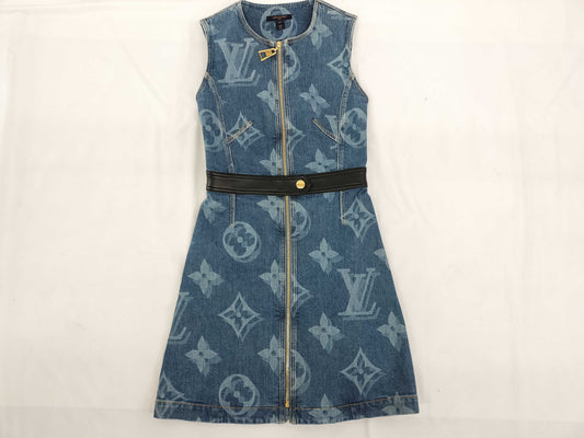 LOUIS VUITTON Giant Monogram Denim Dress, Size 34