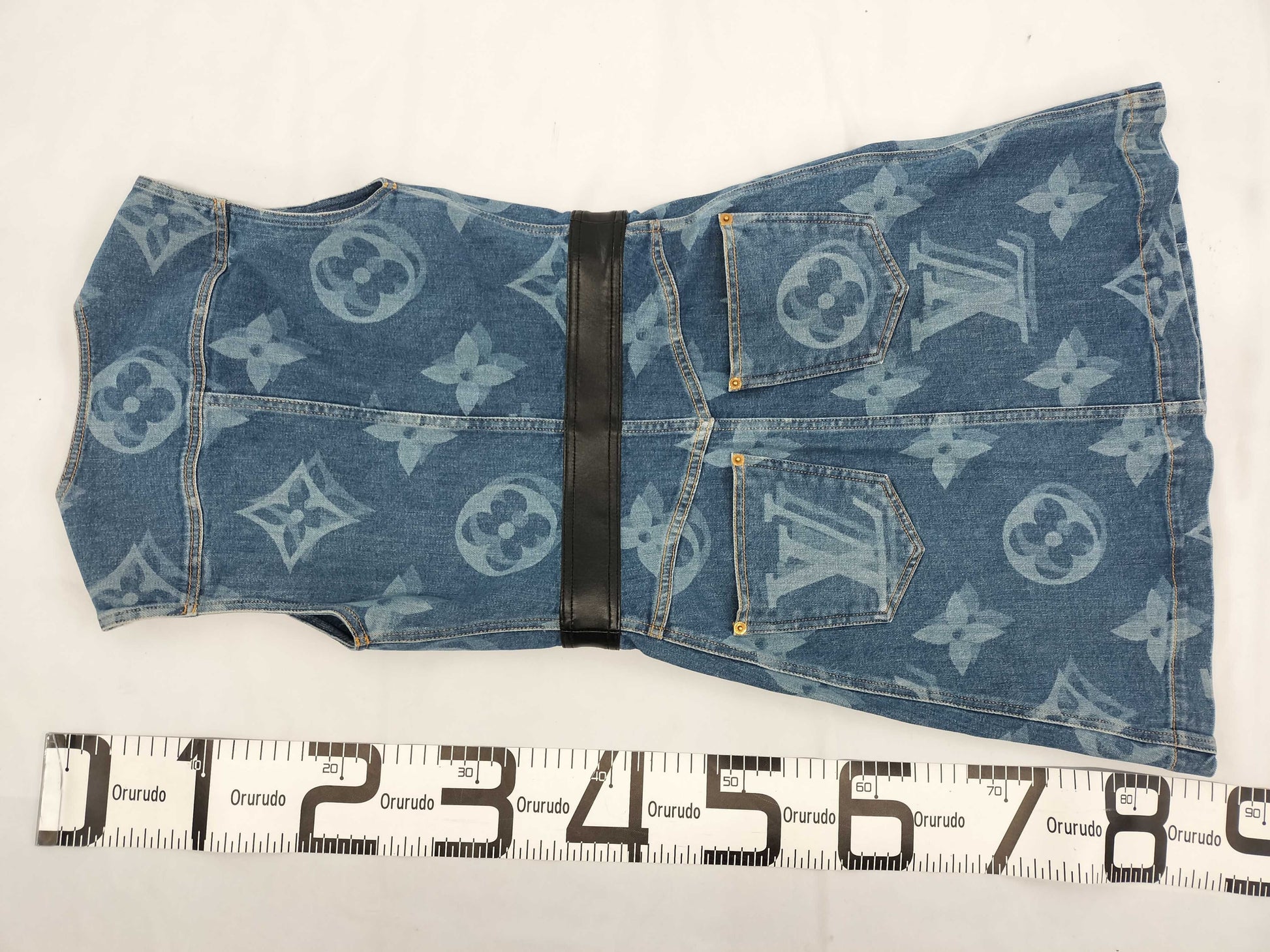 LOUIS VUITTON Giant Monogram Denim Dress, Size 34
