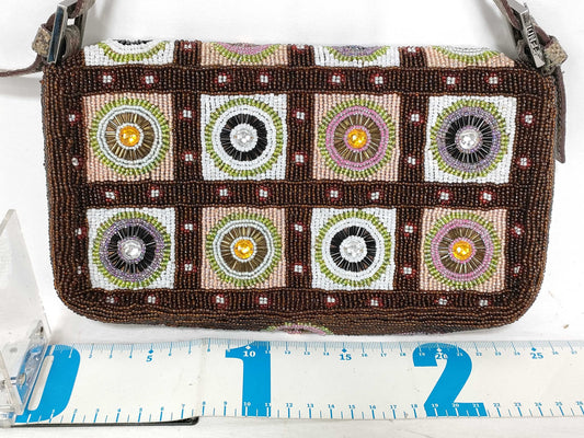 FENDI FENDI Mamma Bucket Beaded Embroidered Shoulder Bag