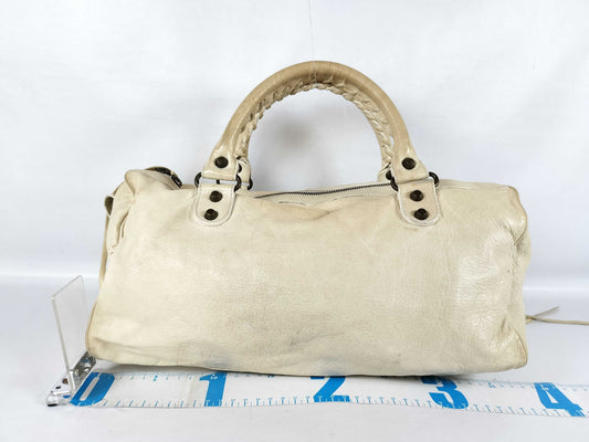 BALENCIAGA The Twiggy Leather 2-Way Bag, Ivory Handbag