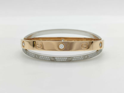 Cartier New Love Breath #16 Diamond PG/WG Au750 43.5g Bracelet Bangle 