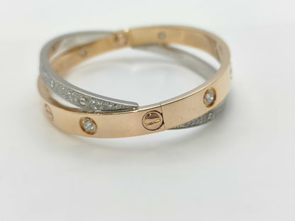 Cartier New Love Breath #16 Diamond PG/WG Au750 43.5g Bracelet Bangle 