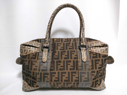 FENDI Zucca PVC and Canvas Handbag Brown 8BL097