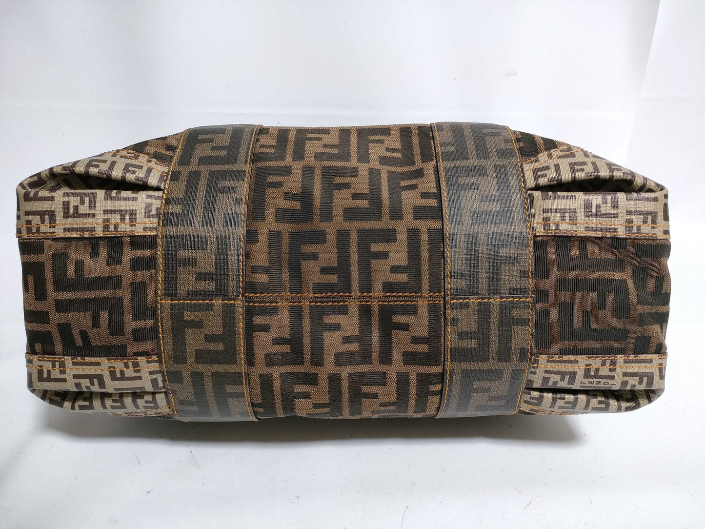 FENDI Zucca PVC and Canvas Handbag Brown 8BL097
