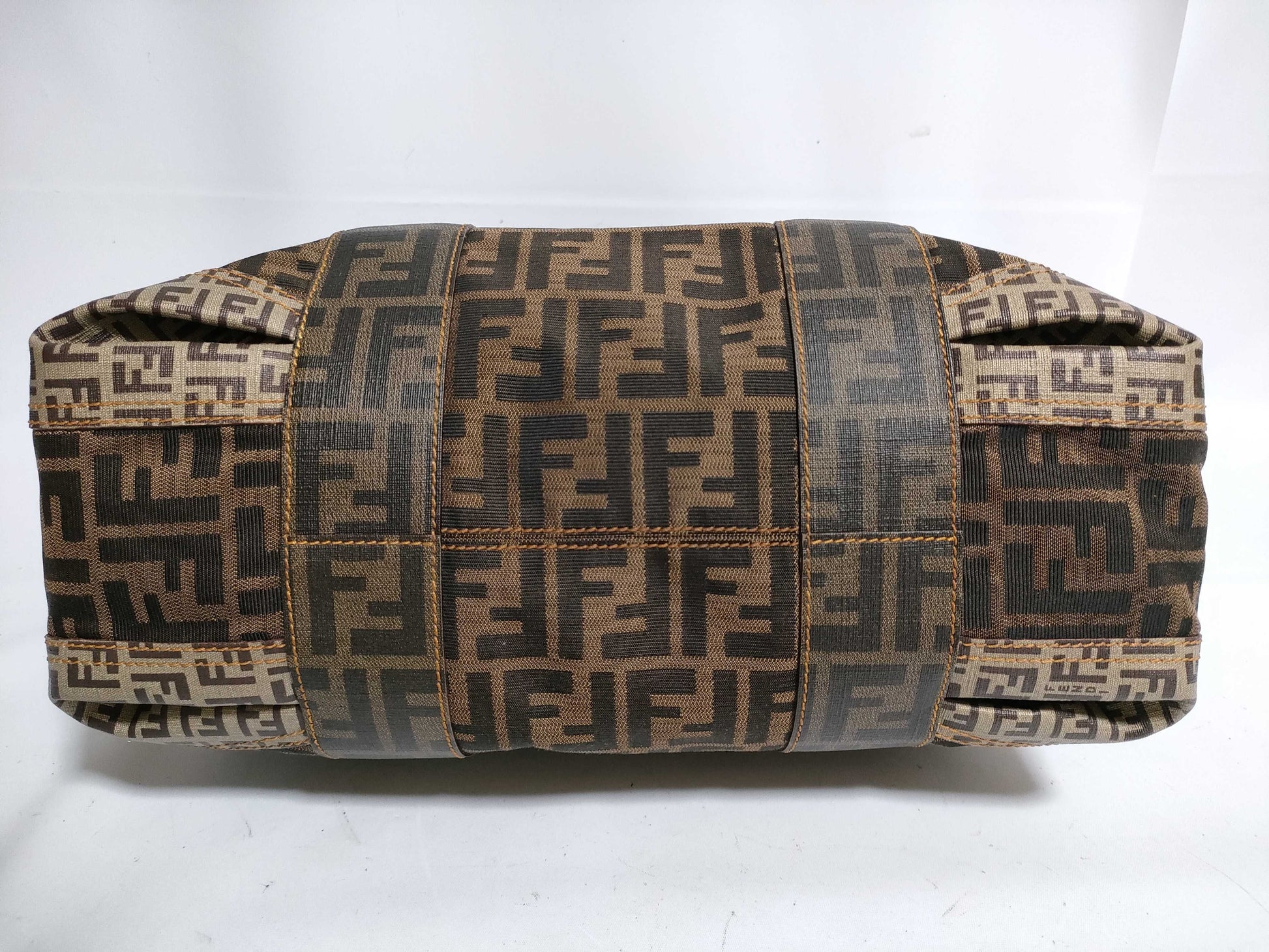 FENDI Zucca PVC and Canvas Handbag Brown 8BL097