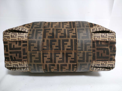 FENDI Zucca PVC and Canvas Handbag Brown 8BL097