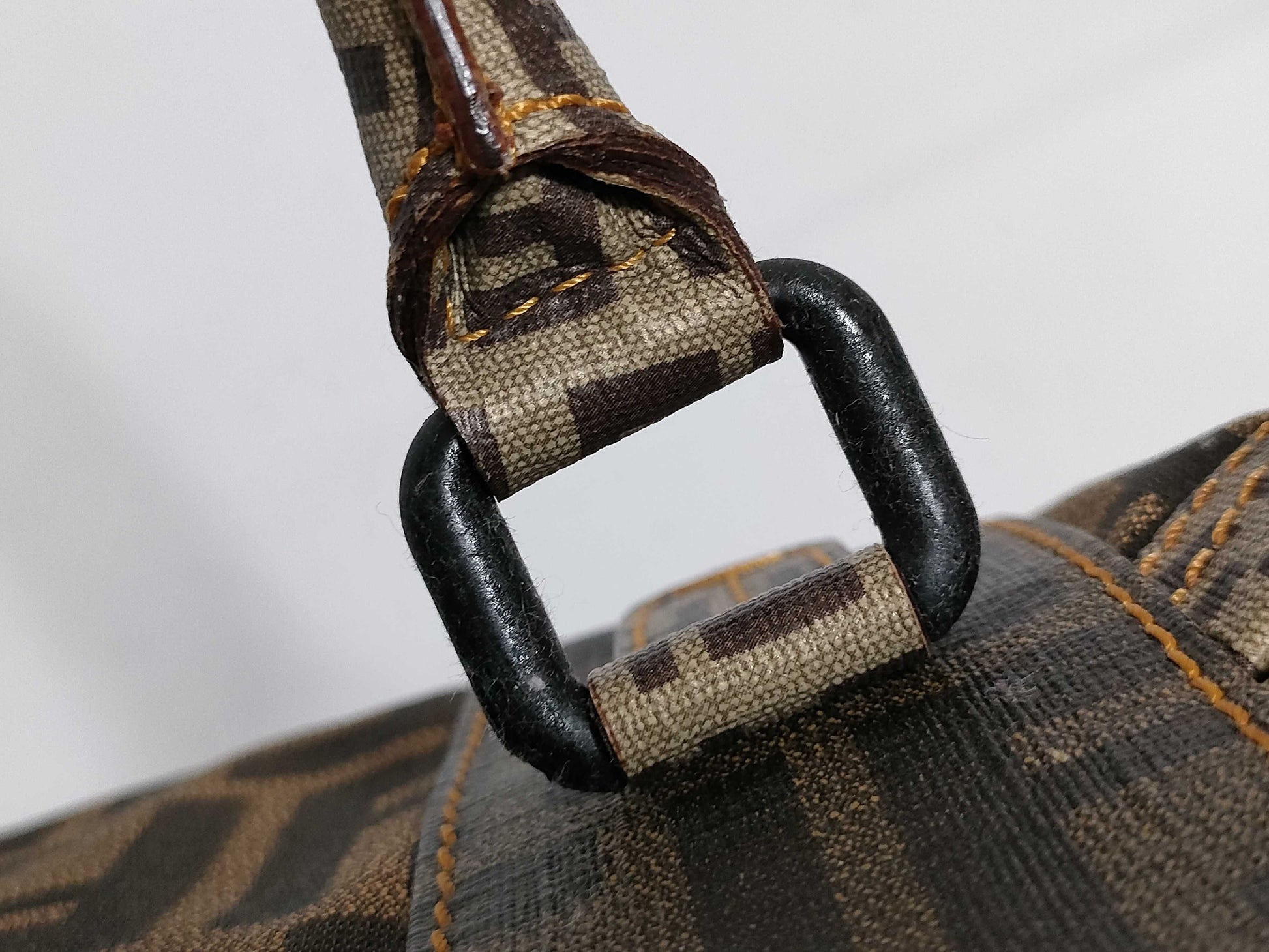 FENDI Zucca PVC and Canvas Handbag Brown 8BL097
