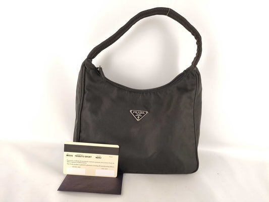 PRADA nylon one-shoulder black handbag