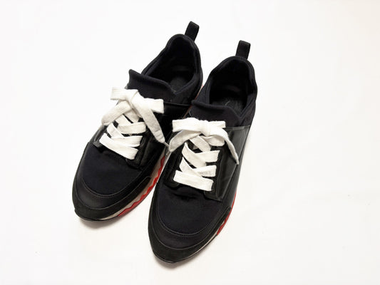 HERMES Sneakers Nylon Leather Black Size 37.5