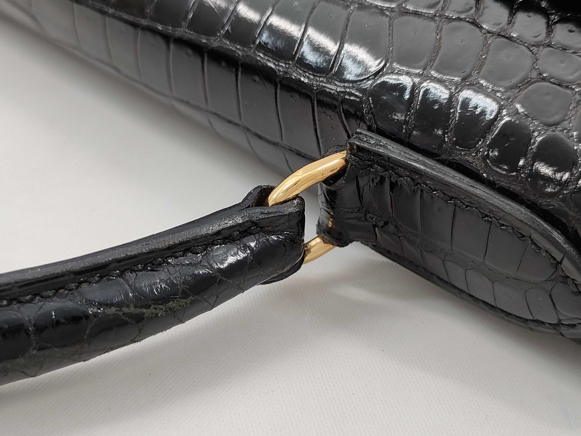 HERMES Kelly 28 Black Handbag with Gold Hardware and G Stamp