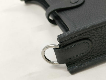 HERMES Evelyn Mini Amazone 16 TPM Shoulder Bag, Navy Blue, Silver Hardware, Stamped with K Stamp