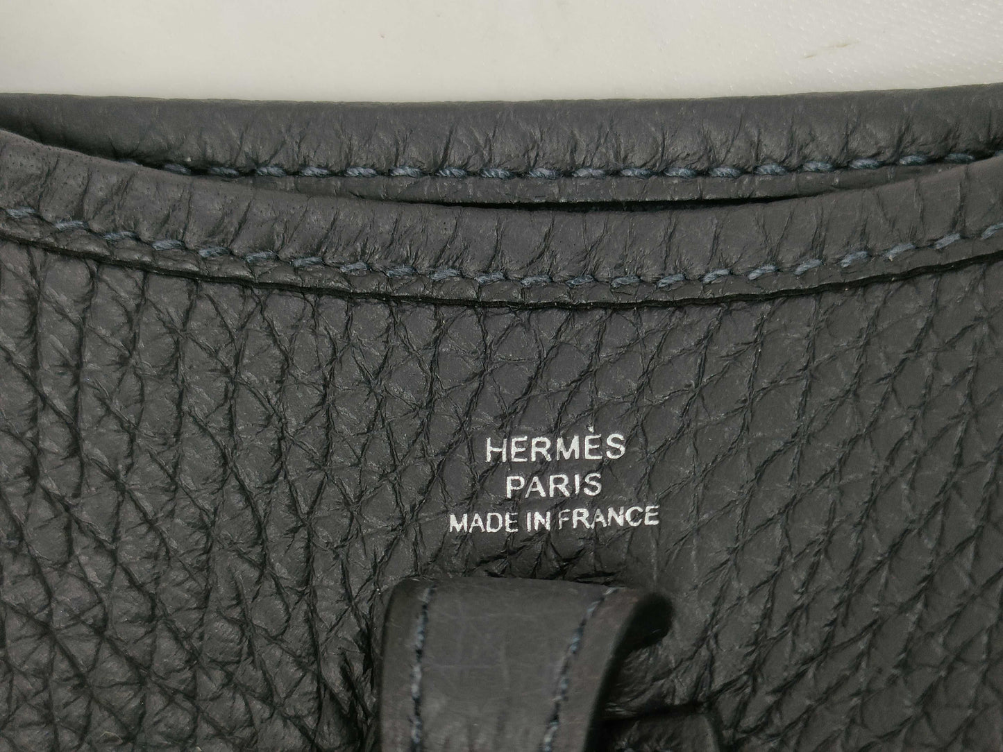 HERMES Evelyn Mini Amazone 16 TPM Shoulder Bag, Navy Blue, Silver Hardware, Stamped with K Stamp