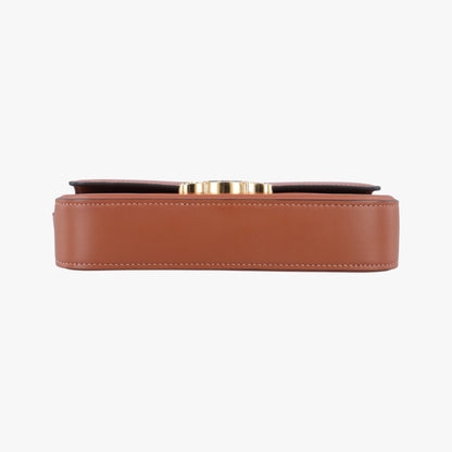 CELINE Triomphe Brown Leather Shoulder Bag S-CU-8281