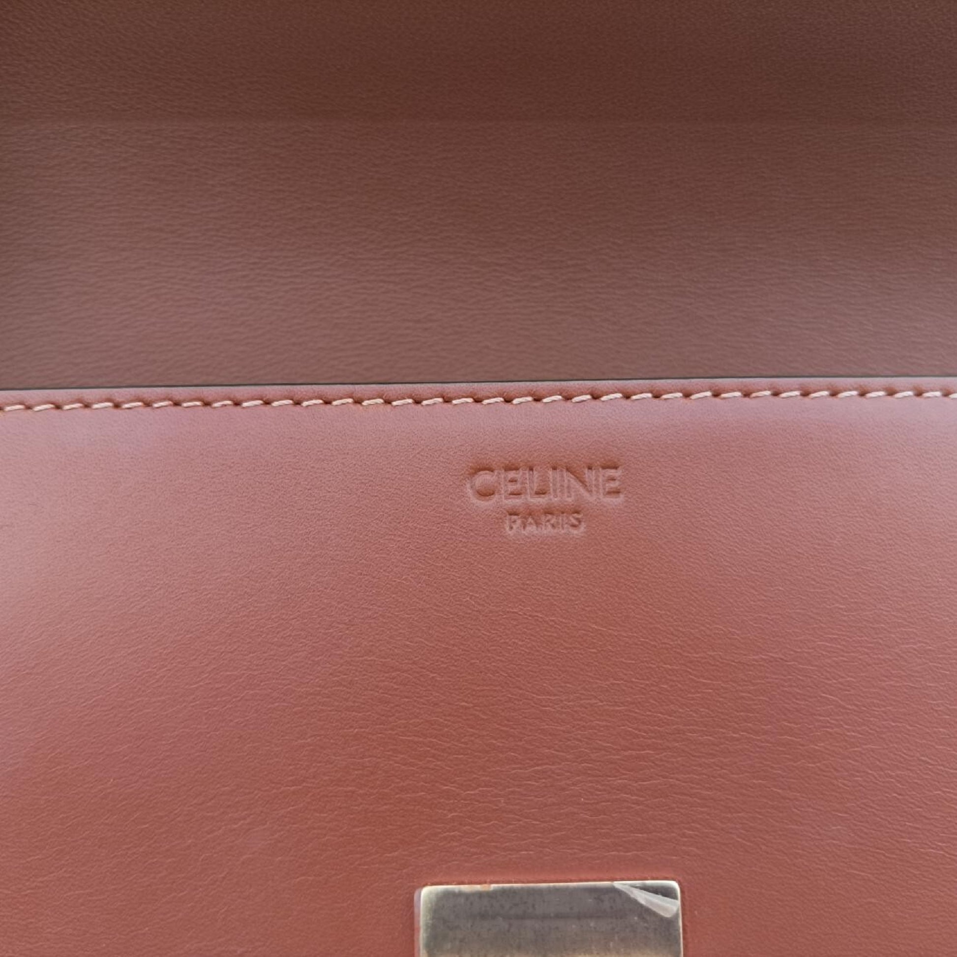 CELINE Triomphe Brown Leather Shoulder Bag S-CU-8281