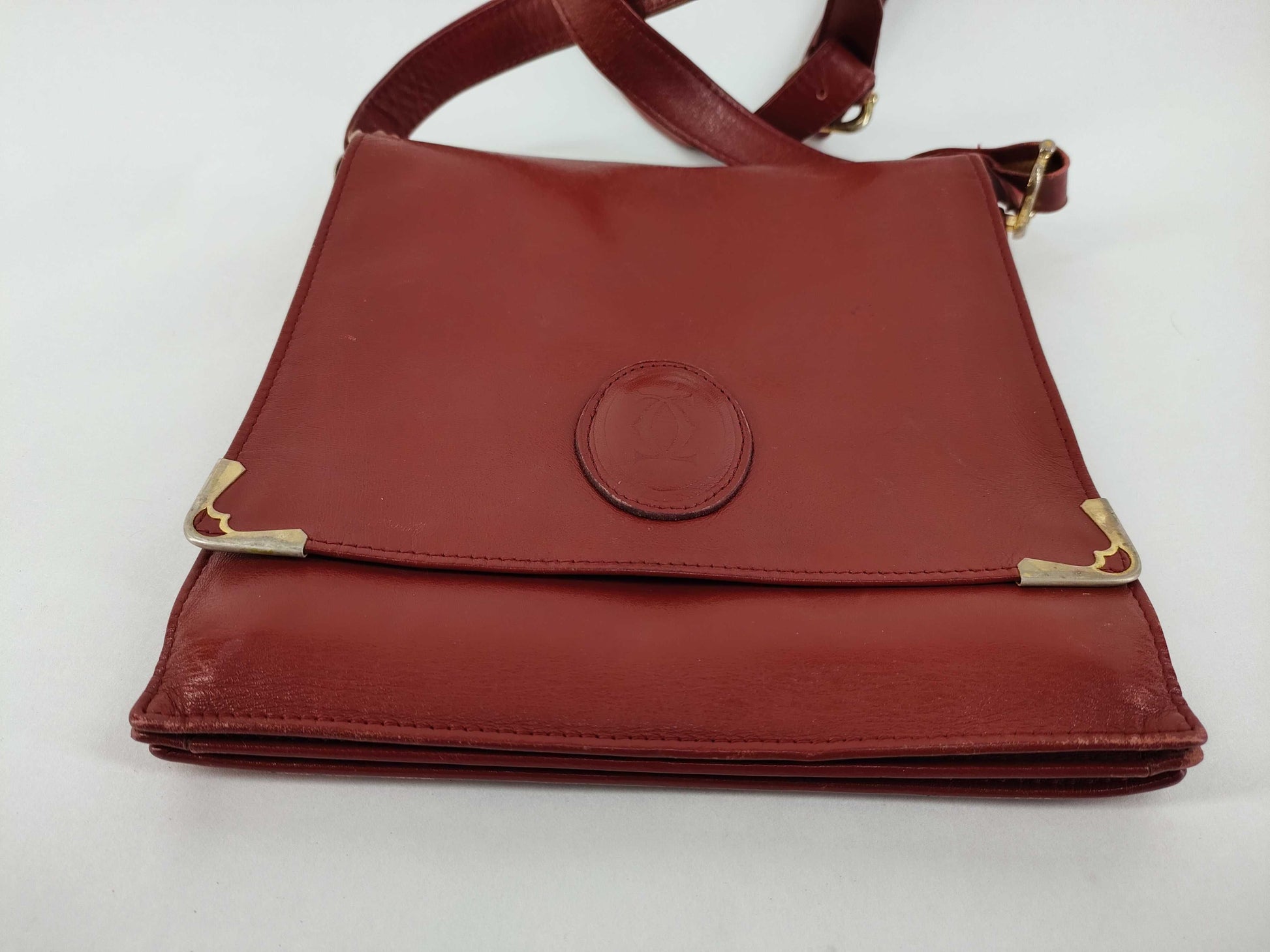 Cartier Must Line Leather Shoulder Bag Bordeaux