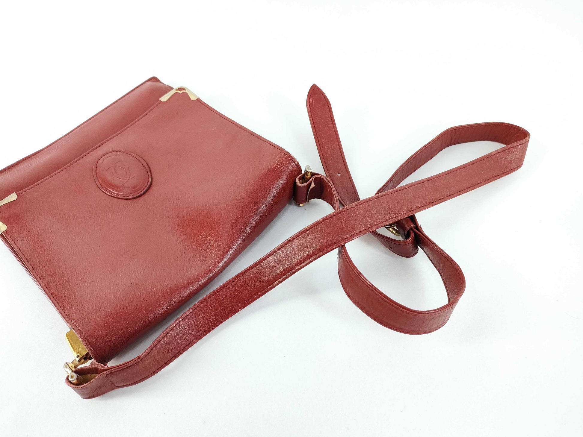 Cartier Must Line Leather Shoulder Bag Bordeaux