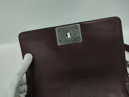 CHANEL Boy Chanel Mini Chain Shoulder Bag in Lamb Bordeaux