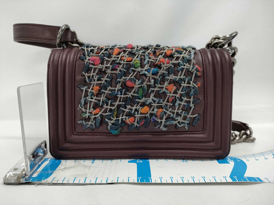 CHANEL Boy Chanel Mini Chain Shoulder Bag in Lamb Bordeaux