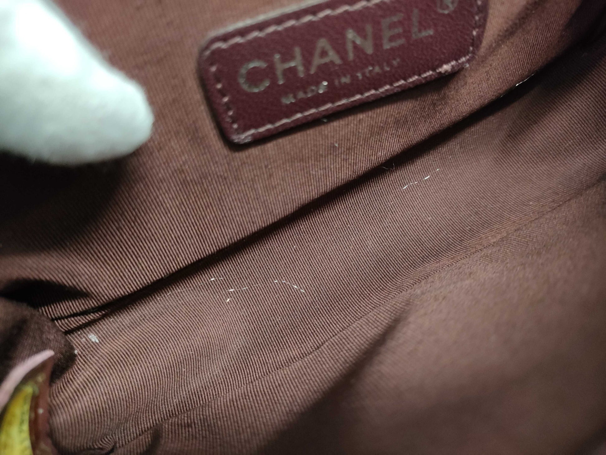 CHANEL Boy Chanel Mini Chain Shoulder Bag in Lamb Bordeaux
