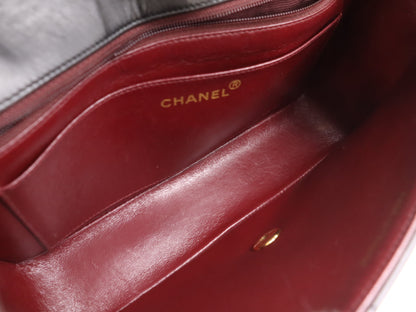 CHANEL Mademoiselle 25 Lambskin Shoulder Bag with Small Flap, Small Chain, Turn Lock, Gold Hardware, Black Seal, Card Included, 2566562