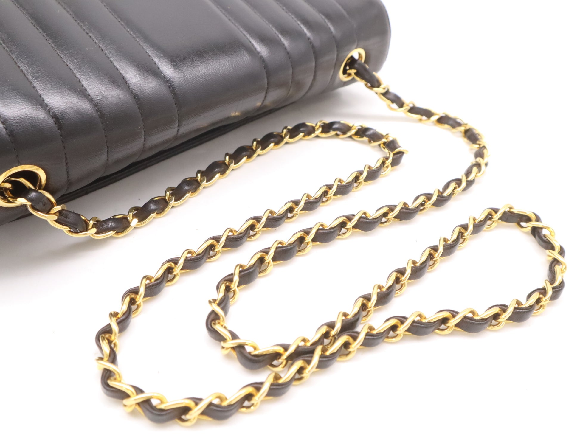 CHANEL Mademoiselle 25 Lambskin Shoulder Bag with Small Flap, Small Chain, Turn Lock, Gold Hardware, Black Seal, Card Included, 2566562