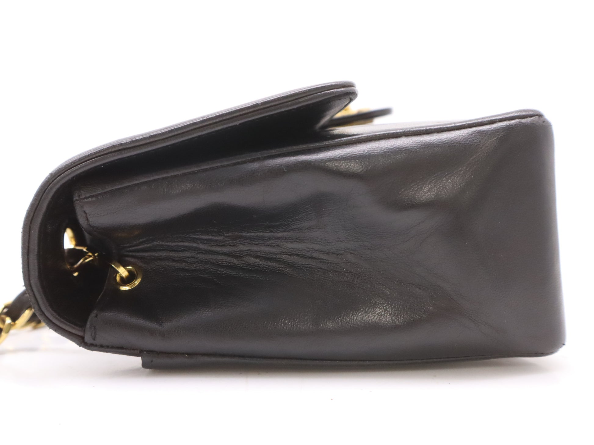 CHANEL Mademoiselle 25 Lambskin Shoulder Bag with Small Flap, Small Chain, Turn Lock, Gold Hardware, Black Seal, Card Included, 2566562