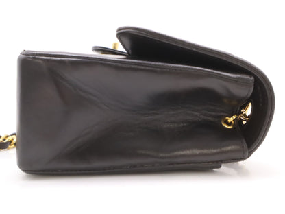 CHANEL Mademoiselle 25 Lambskin Shoulder Bag with Small Flap, Small Chain, Turn Lock, Gold Hardware, Black Seal, Card Included, 2566562