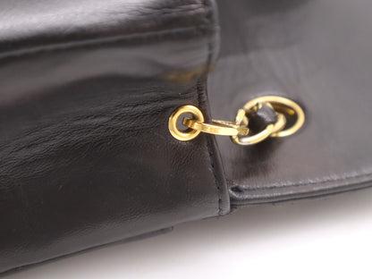 CHANEL Mademoiselle 25 Lambskin Shoulder Bag with Small Flap, Small Chain, Turn Lock, Gold Hardware, Black Seal, Card Included, 2566562