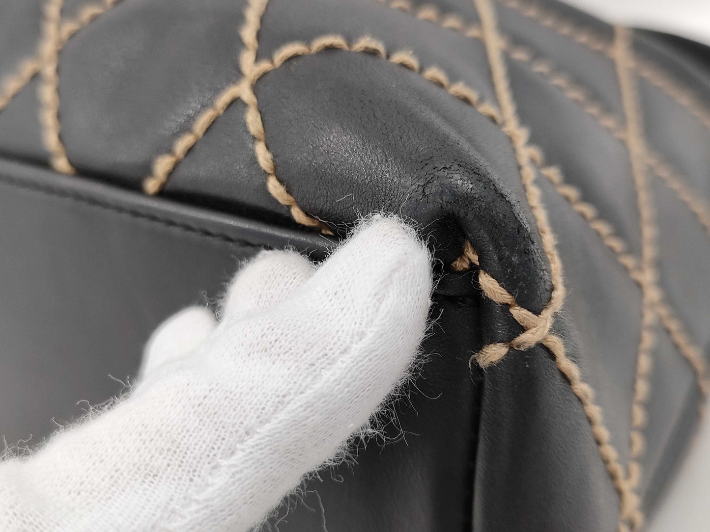 CHANEL One-Shoulder Bag Wild Stitch Calfskin Black