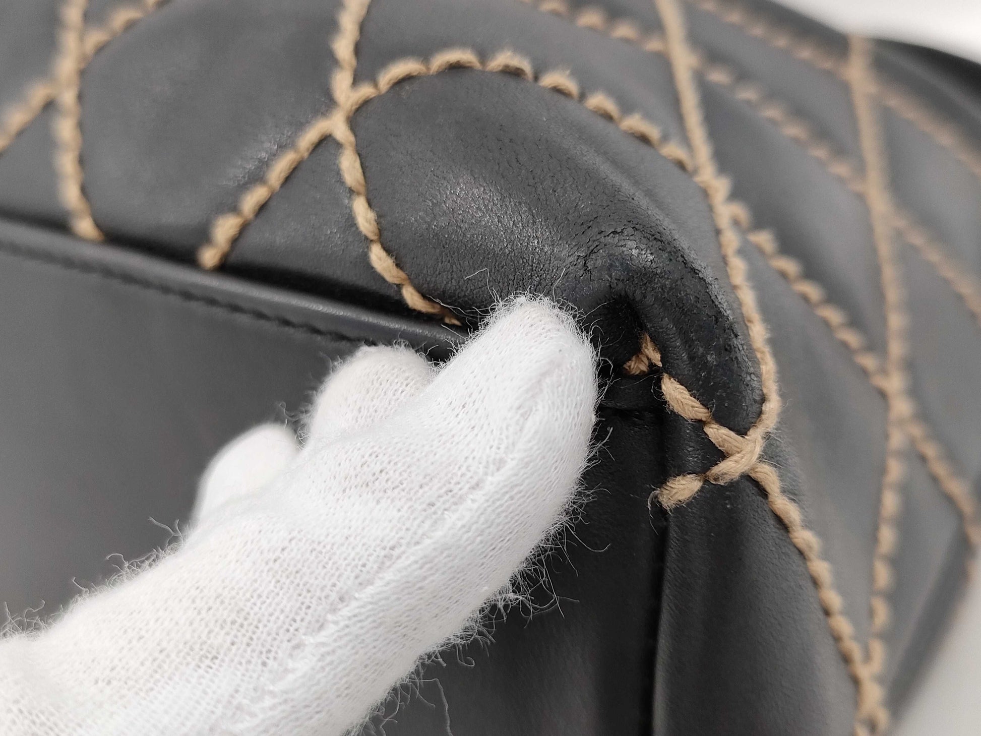 CHANEL One-Shoulder Bag Wild Stitch Calfskin Black