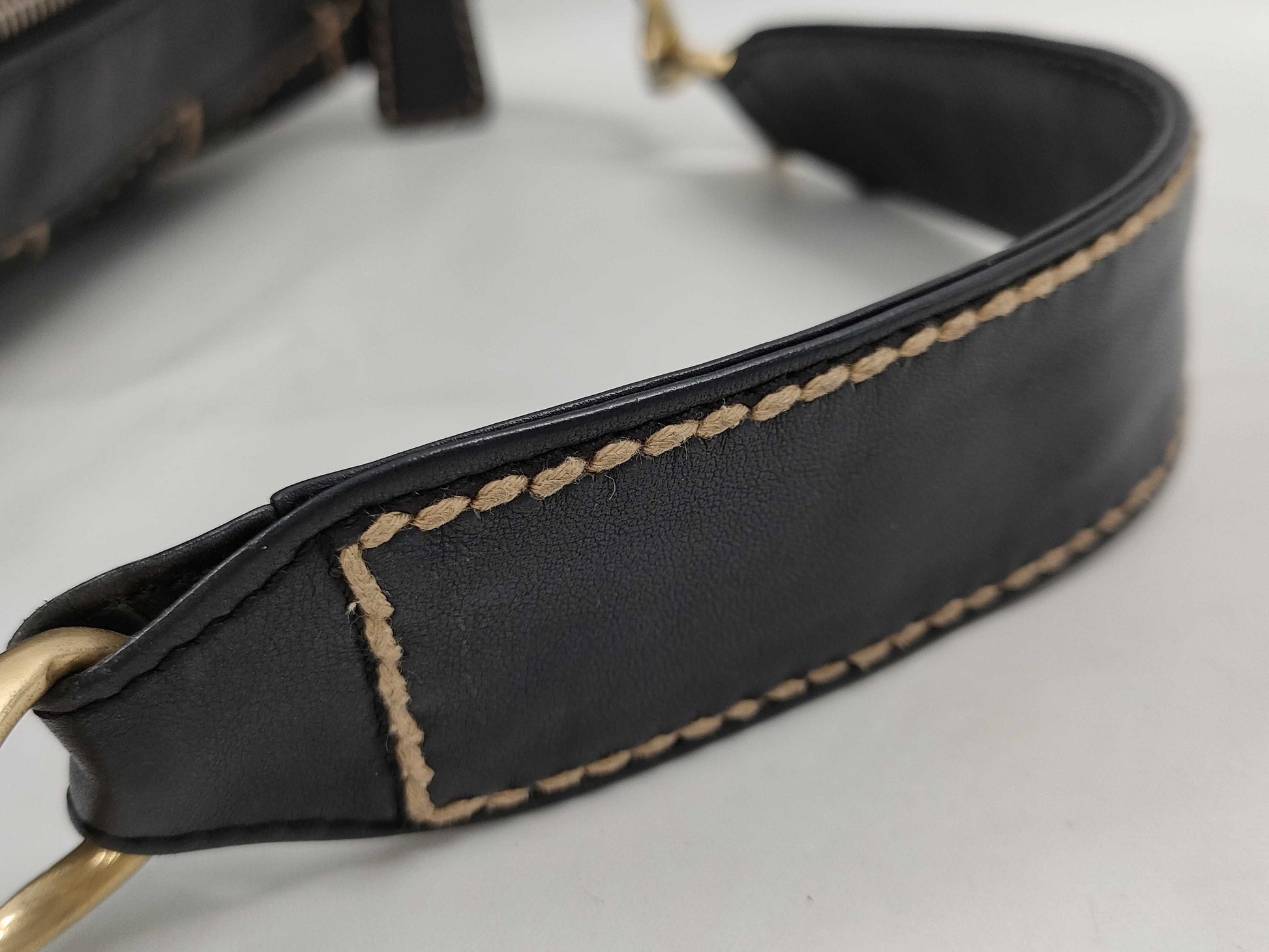 CHANEL One-Shoulder Bag Wild Stitch Calfskin Black