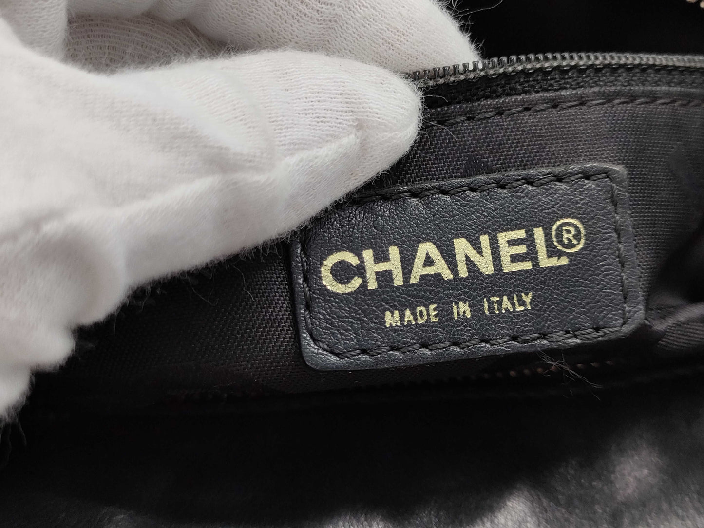 CHANEL One-Shoulder Bag Wild Stitch Calfskin Black