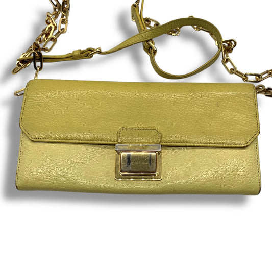 Miu Miu All Leather Chain Wallet Yellow