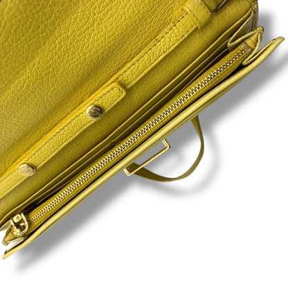 Miu Miu All Leather Chain Wallet Yellow