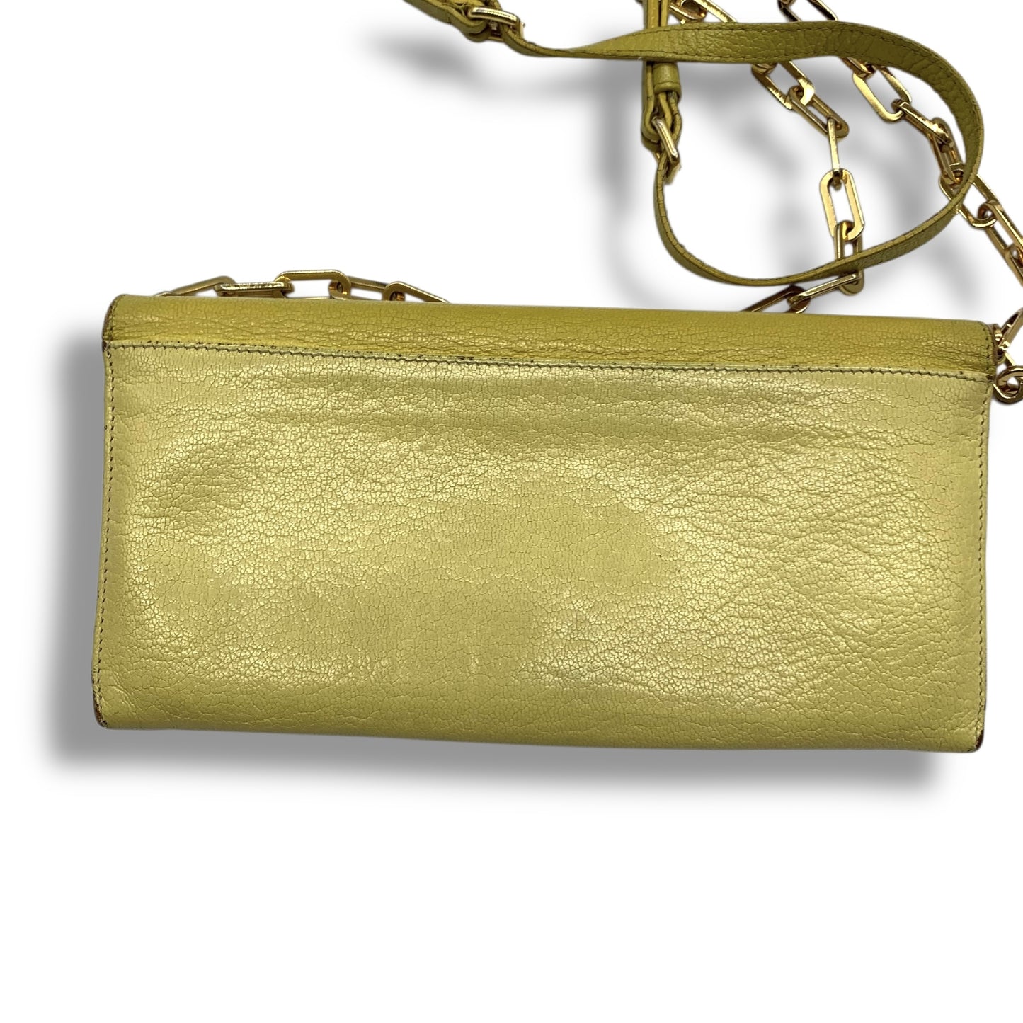 Miu Miu All Leather Chain Wallet Yellow